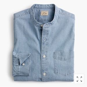 Band-collar shirt in stretch chambray (slim M)